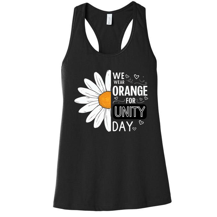 Unity Day Daisy We Wear Orange For Unity Day Antibullying Women's Racerback Tank