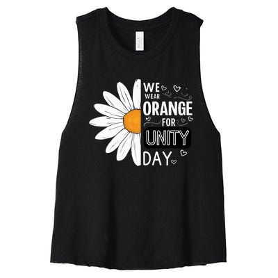 Unity Day Daisy We Wear Orange For Unity Day Antibullying Women's Racerback Cropped Tank