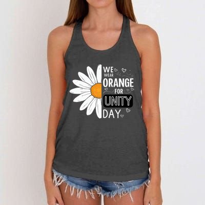 Unity Day Daisy We Wear Orange For Unity Day Antibullying Women's Knotted Racerback Tank