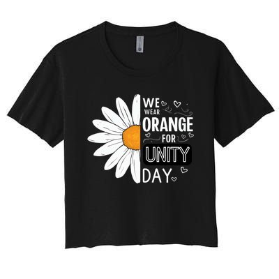 Unity Day Daisy We Wear Orange For Unity Day Antibullying Women's Crop Top Tee