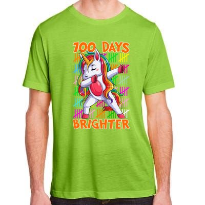 Unicorn Dabbing Dab 100 Days Brighter Funny Gift Adult ChromaSoft Performance T-Shirt