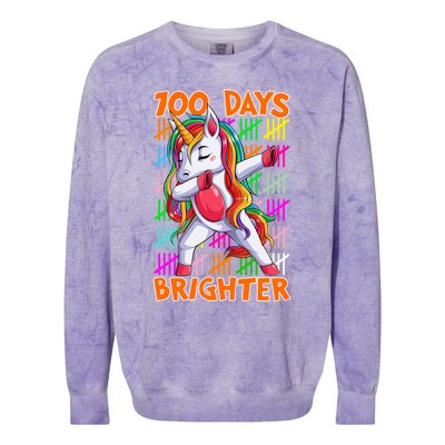 Unicorn Dabbing Dab 100 Days Brighter Funny Gift Colorblast Crewneck Sweatshirt