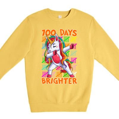 Unicorn Dabbing Dab 100 Days Brighter Funny Gift Premium Crewneck Sweatshirt