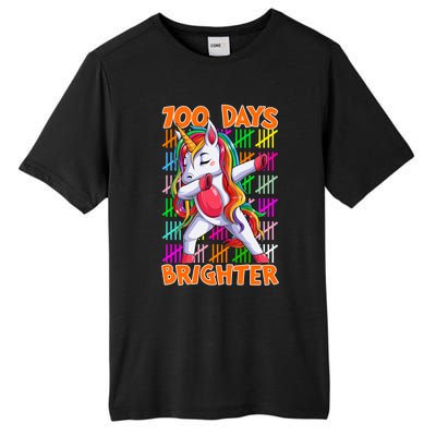 Unicorn Dabbing Dab 100 Days Brighter Funny Gift Tall Fusion ChromaSoft Performance T-Shirt