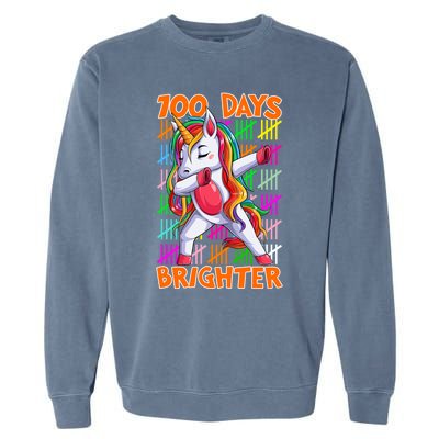 Unicorn Dabbing Dab 100 Days Brighter Funny Gift Garment-Dyed Sweatshirt