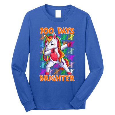 Unicorn Dabbing Dab 100 Days Brighter Funny Gift Long Sleeve Shirt