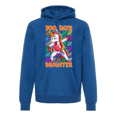 Unicorn Dabbing Dab 100 Days Brighter Funny Gift Premium Hoodie