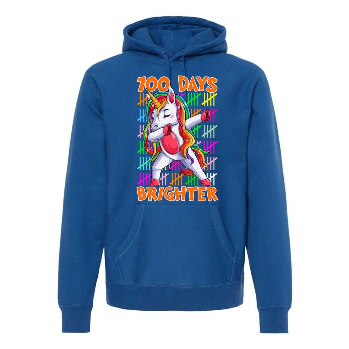 Unicorn Dabbing Dab 100 Days Brighter Funny Gift Premium Hoodie