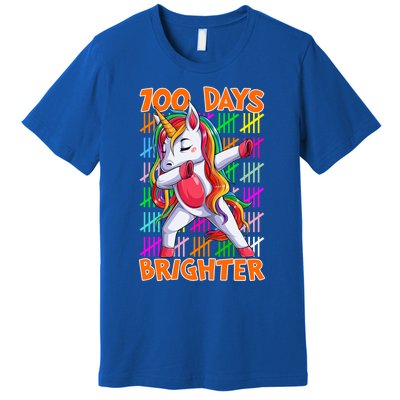 Unicorn Dabbing Dab 100 Days Brighter Funny Gift Premium T-Shirt