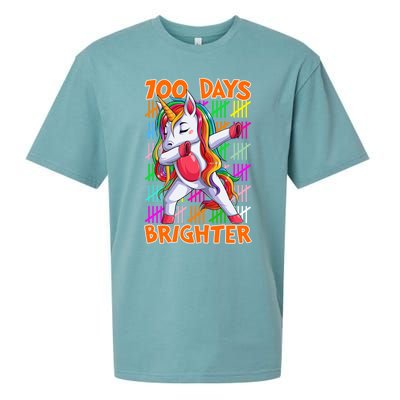 Unicorn Dabbing Dab 100 Days Brighter Funny Gift Sueded Cloud Jersey T-Shirt