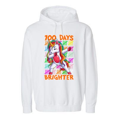 Unicorn Dabbing Dab 100 Days Brighter Funny Gift Garment-Dyed Fleece Hoodie