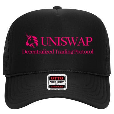 Uniswap Decentralized Exchange Cryptocurrency DeFi High Crown Mesh Back Trucker Hat