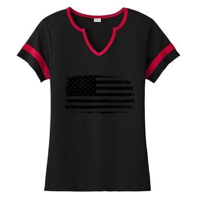 USA Distressed Flag Grunge Patriotic American Merica Pride Ladies Halftime Notch Neck Tee