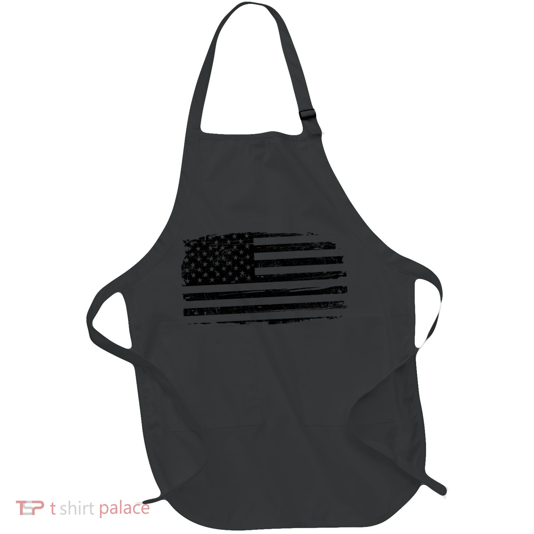 USA Distressed Flag Grunge Patriotic American Merica Pride Full-Length Apron With Pockets