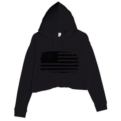 USA Distressed Flag Grunge Patriotic American Merica Pride Crop Fleece Hoodie