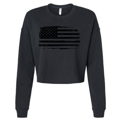 USA Distressed Flag Grunge Patriotic American Merica Pride Cropped Pullover Crew