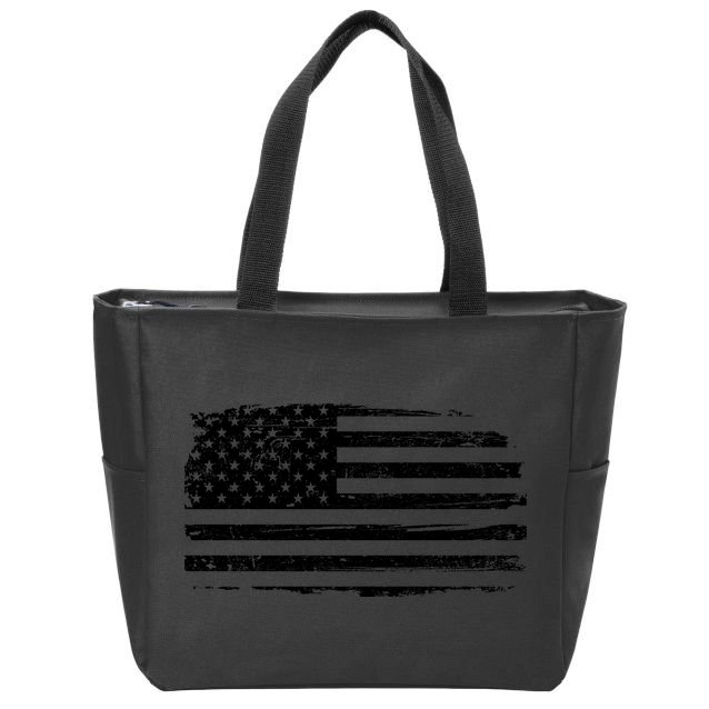 USA Distressed Flag Grunge Patriotic American Merica Pride Zip Tote Bag
