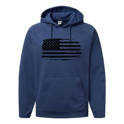 USA Distressed Flag Grunge Patriotic American Merica Pride Performance Fleece Hoodie