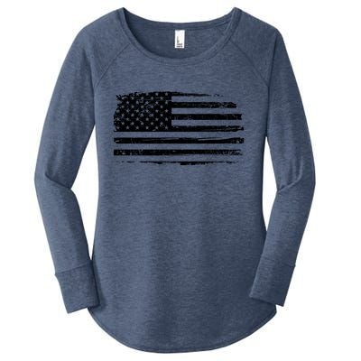 USA Distressed Flag Grunge Patriotic American Merica Pride Women's Perfect Tri Tunic Long Sleeve Shirt