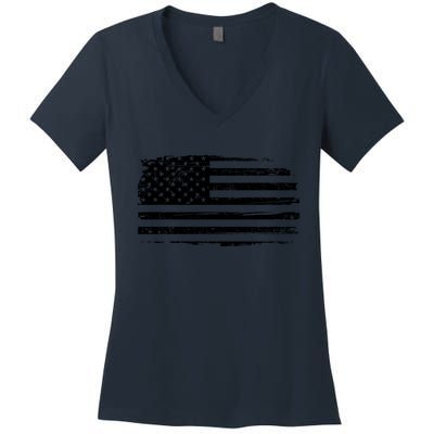 USA Distressed Flag Grunge Patriotic American Merica Pride Women's V-Neck T-Shirt