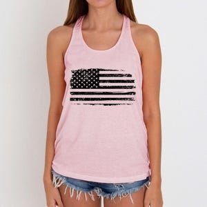 USA Distressed Flag Grunge Patriotic American Merica Pride Women's Knotted Racerback Tank