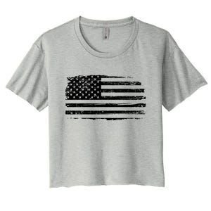 USA Distressed Flag Grunge Patriotic American Merica Pride Women's Crop Top Tee