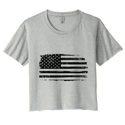 USA Distressed Flag Grunge Patriotic American Merica Pride Women's Crop Top Tee