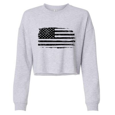 USA Distressed Flag Grunge Patriotic American Merica Pride Cropped Pullover Crew