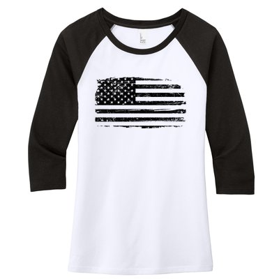 USA Distressed Flag Grunge Patriotic American Merica Pride Women's Tri-Blend 3/4-Sleeve Raglan Shirt