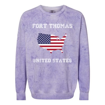 Usa Distressed Flag Fort Thomas Pride Gift Colorblast Crewneck Sweatshirt