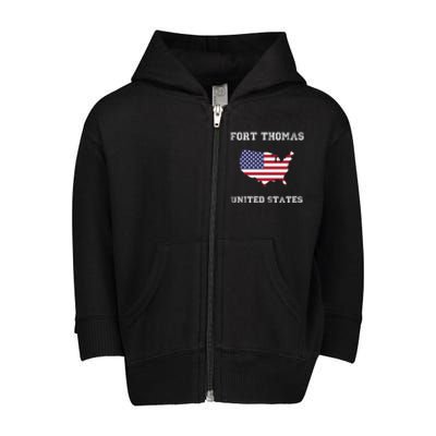 Usa Distressed Flag Fort Thomas Pride Gift Toddler Zip Fleece Hoodie