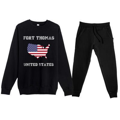 Usa Distressed Flag Fort Thomas Pride Gift Premium Crewneck Sweatsuit Set