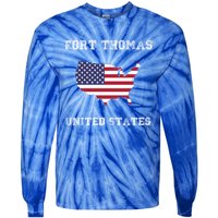 Usa Distressed Flag Fort Thomas Pride Gift Tie-Dye Long Sleeve Shirt