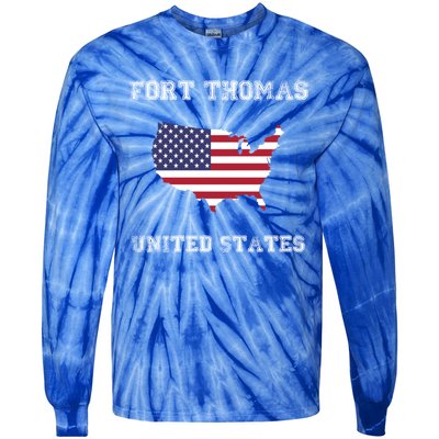 Usa Distressed Flag Fort Thomas Pride Gift Tie-Dye Long Sleeve Shirt