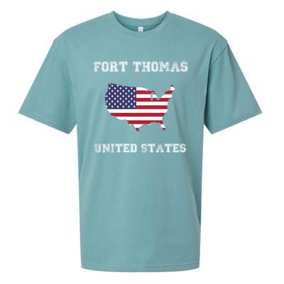 Usa Distressed Flag Fort Thomas Pride Gift Sueded Cloud Jersey T-Shirt