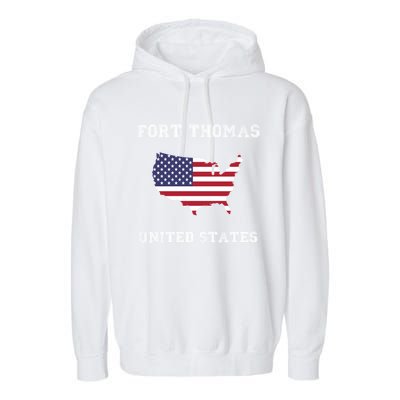 Usa Distressed Flag Fort Thomas Pride Gift Garment-Dyed Fleece Hoodie