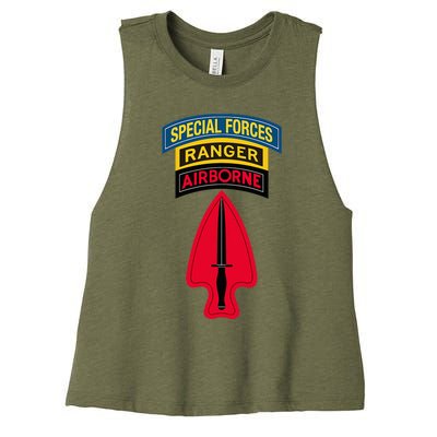 Usasoc Delta Force Ranger Sf Tab Sfod D Center Women's Racerback Cropped Tank