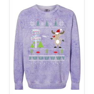 Ugly Disc Golf Christmas Sweater Reindeer Sleigh Frolf Set Cute Gift Colorblast Crewneck Sweatshirt