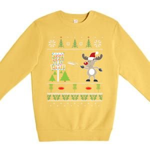 Ugly Disc Golf Christmas Sweater Reindeer Sleigh Frolf Set Cute Gift Premium Crewneck Sweatshirt