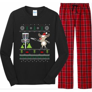 Ugly Disc Golf Christmas Sweater Reindeer Sleigh Frolf Set Cute Gift Long Sleeve Pajama Set