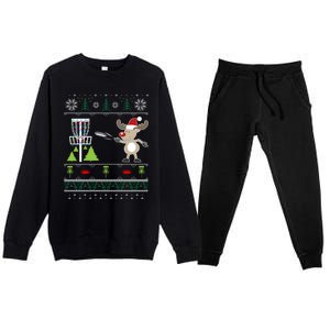 Ugly Disc Golf Christmas Sweater Reindeer Sleigh Frolf Set Cute Gift Premium Crewneck Sweatsuit Set