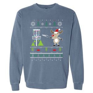 Ugly Disc Golf Christmas Sweater Reindeer Sleigh Frolf Set Cute Gift Garment-Dyed Sweatshirt