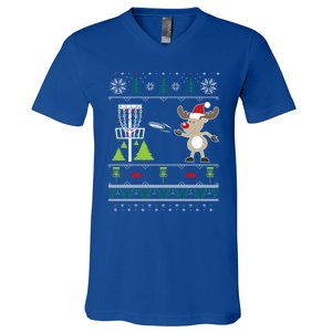 Ugly Disc Golf Christmas Sweater Reindeer Sleigh Frolf Set Cute Gift V-Neck T-Shirt