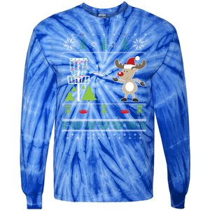 Ugly Disc Golf Christmas Sweater Reindeer Sleigh Frolf Set Cute Gift Tie-Dye Long Sleeve Shirt