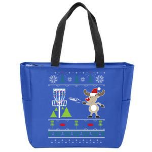 Ugly Disc Golf Christmas Sweater Reindeer Sleigh Frolf Set Cute Gift Zip Tote Bag