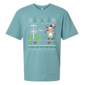 Ugly Disc Golf Christmas Sweater Reindeer Sleigh Frolf Set Cute Gift Sueded Cloud Jersey T-Shirt