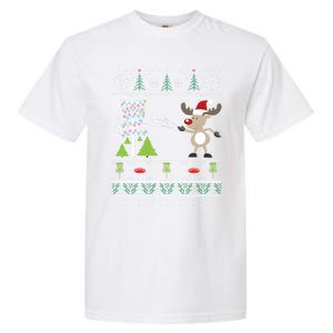 Ugly Disc Golf Christmas Sweater Reindeer Sleigh Frolf Set Cute Gift Garment-Dyed Heavyweight T-Shirt