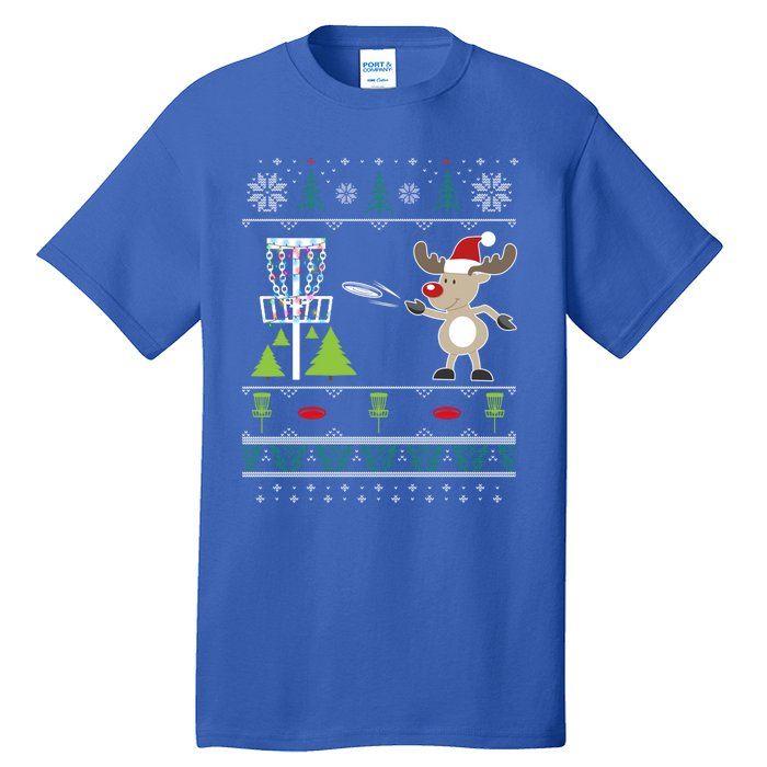 Ugly Disc Golf Christmas Sweater Reindeer Sleigh Frolf Set Gift Tall T-Shirt