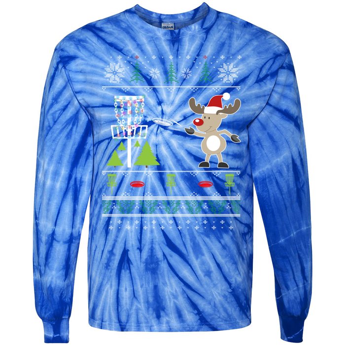 Ugly Disc Golf Christmas Sweater Reindeer Sleigh Frolf Set Gift Tie-Dye Long Sleeve Shirt