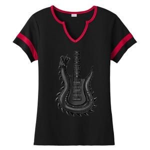 Unique Dragon Guitar Rock N Roll Band Musics Ladies Halftime Notch Neck Tee